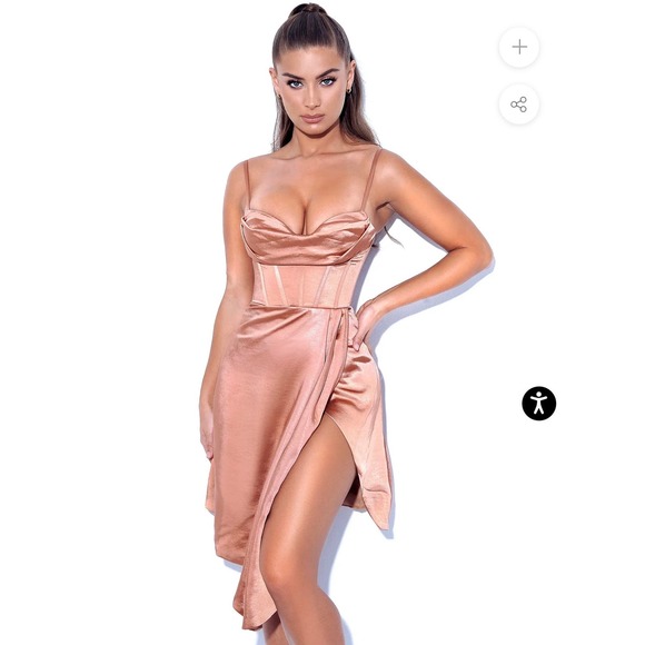 Miss Circle Brigid Coffee Satin Corset Dress Size XL - Picture 2 of 16